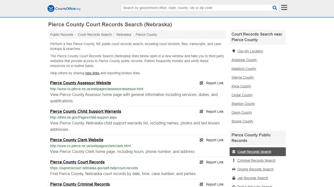 Pierce County Court Records Search (Nebraska) - County Office